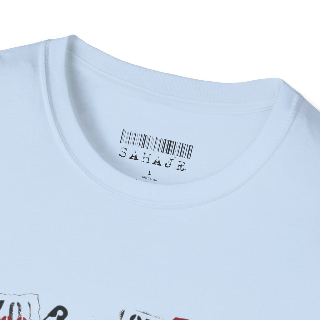 Sahajé Graphic T-Shirt — Bold Streetwear Tee with Red Slash Design