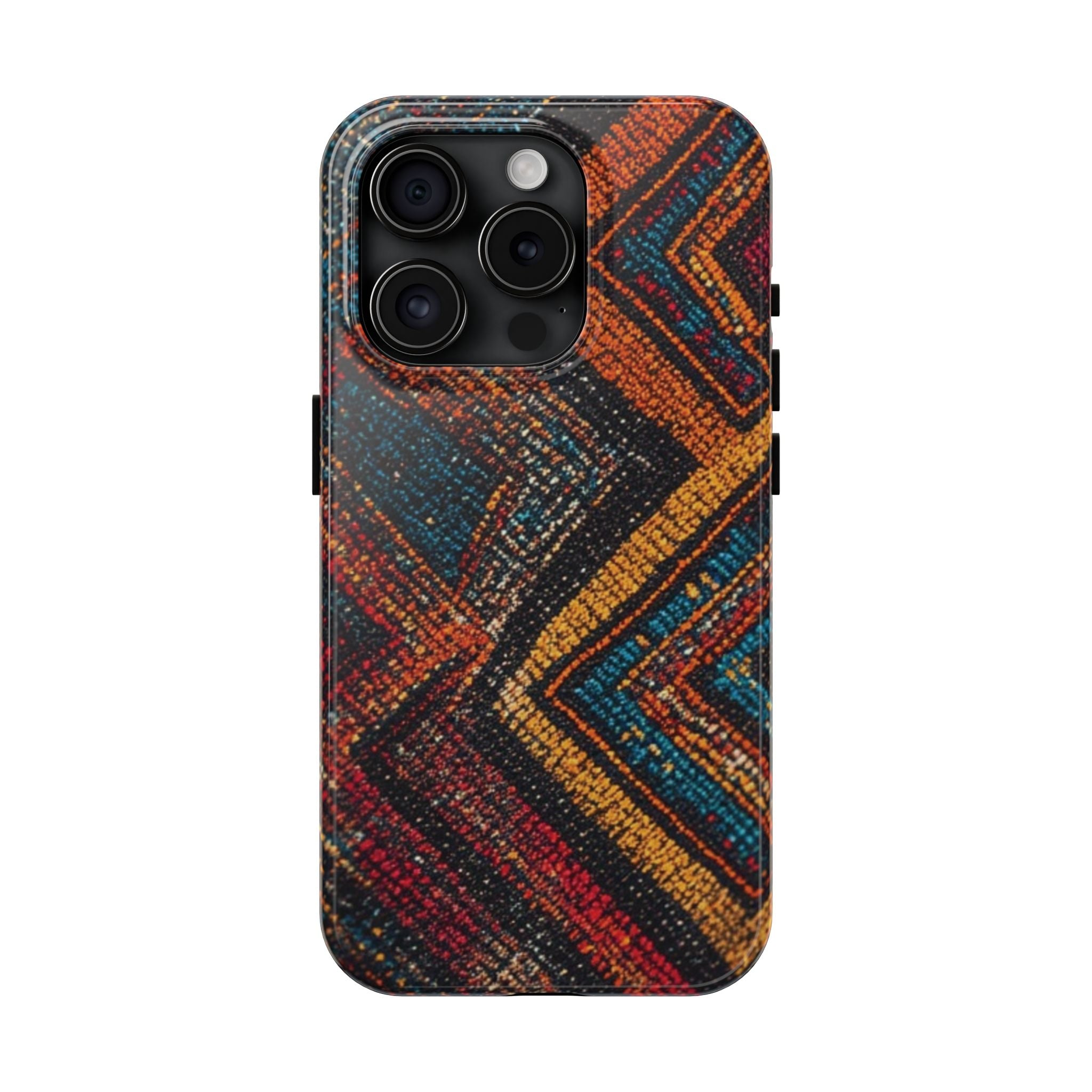 Tough Phone Case — Boho Geometric Rug Pattern, Protective iPhone Cover