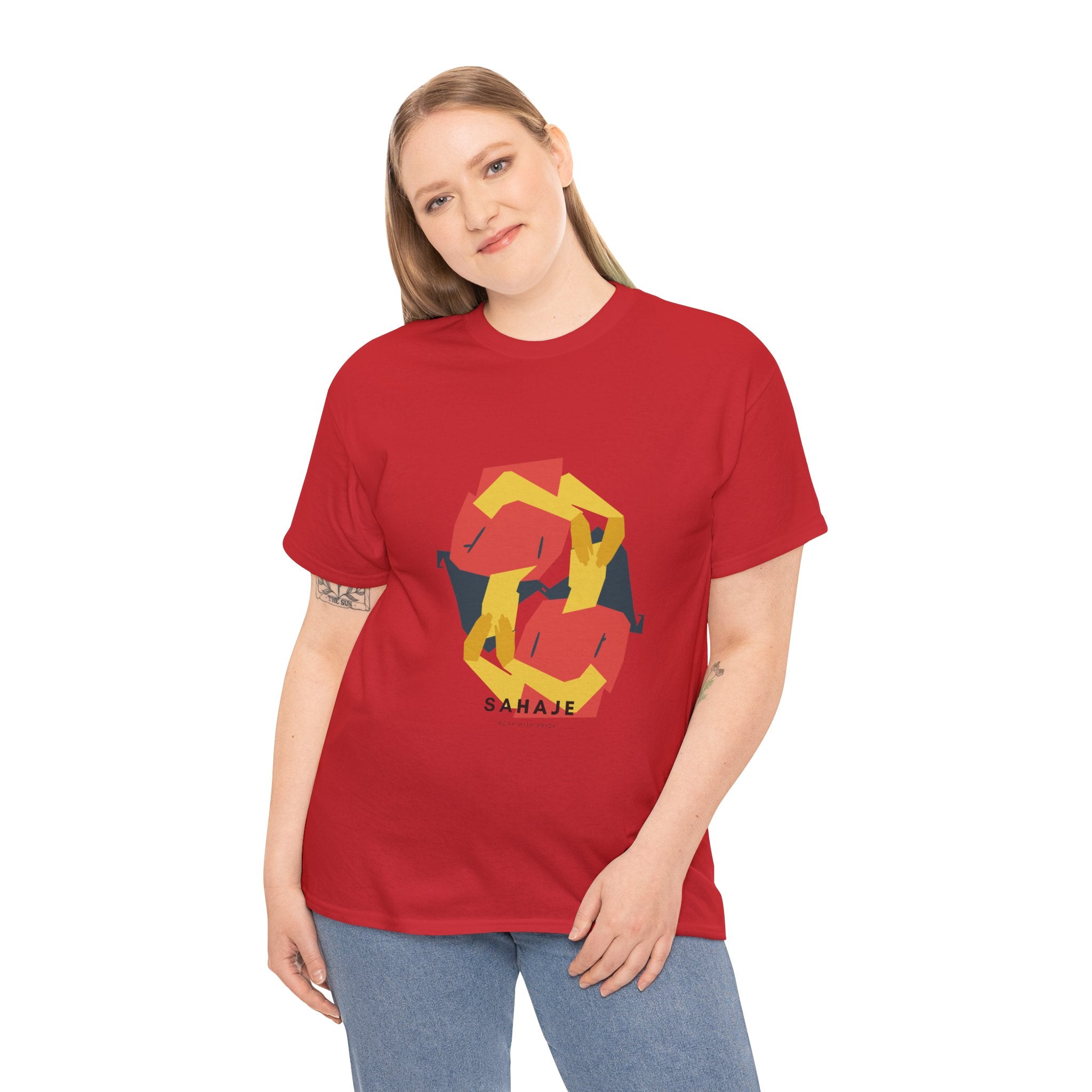Geometric Fox Tee — Stylized Red & Yellow Fox Illustration T-Shirt