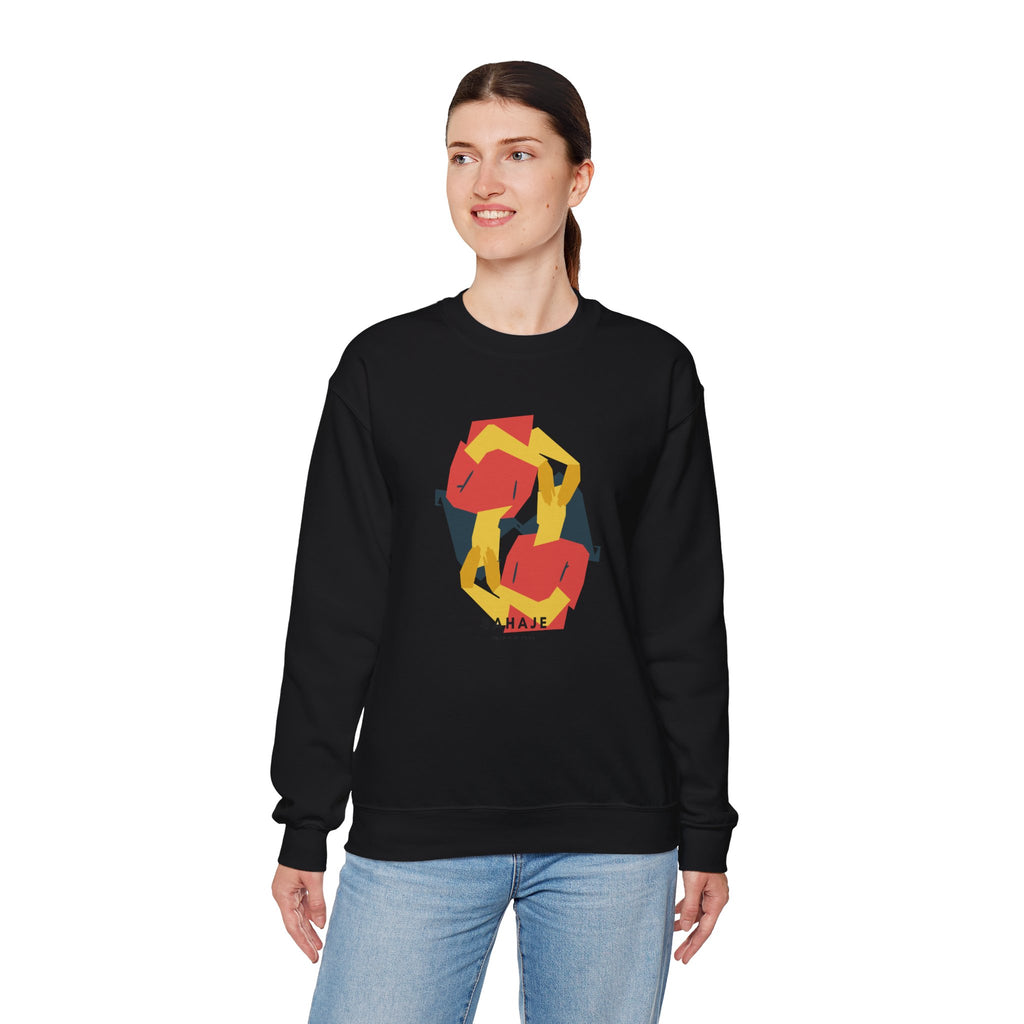 Abstract Flamingo Geometric Crewneck Sweatshirt