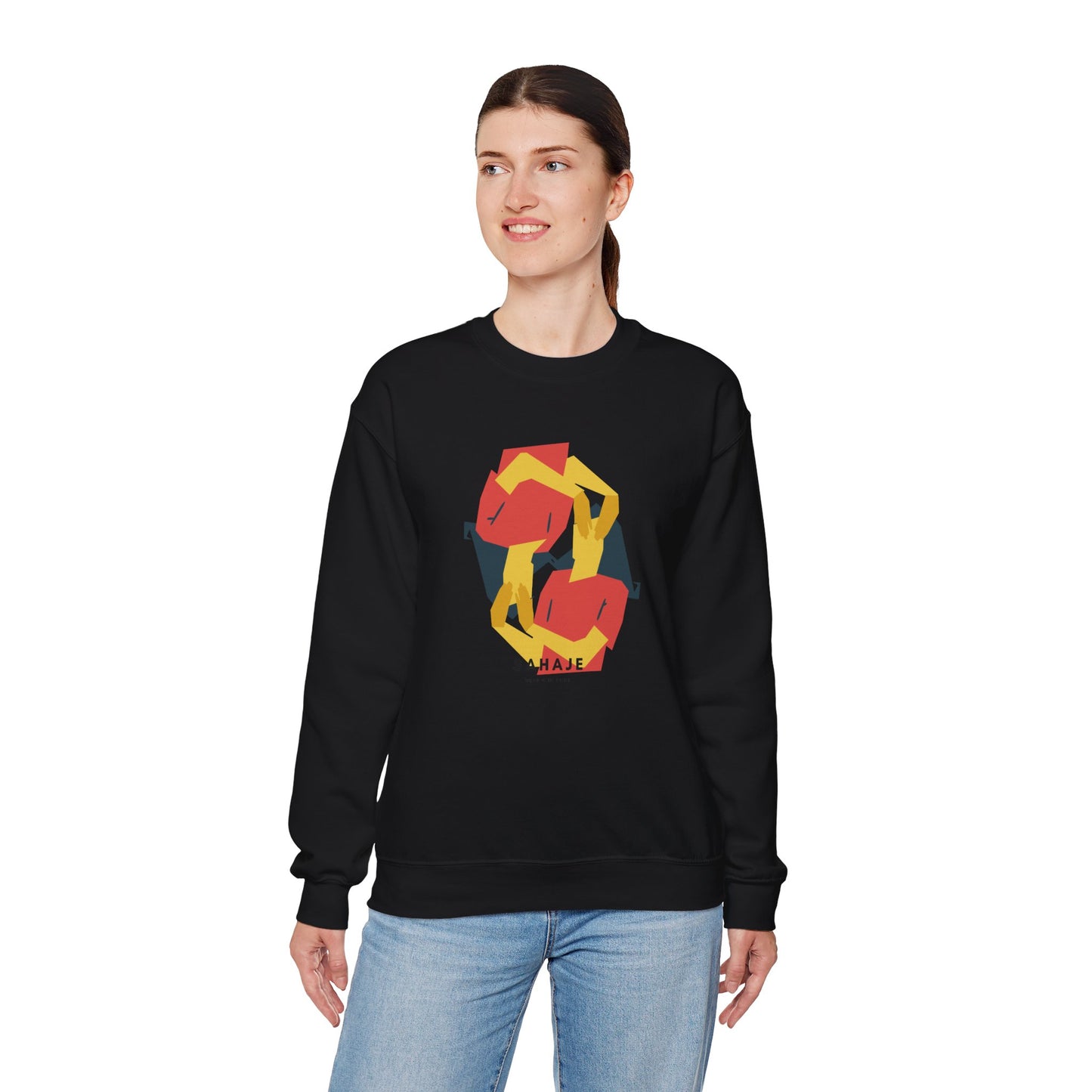 Abstract Flamingo Geometric Crewneck Sweatshirt