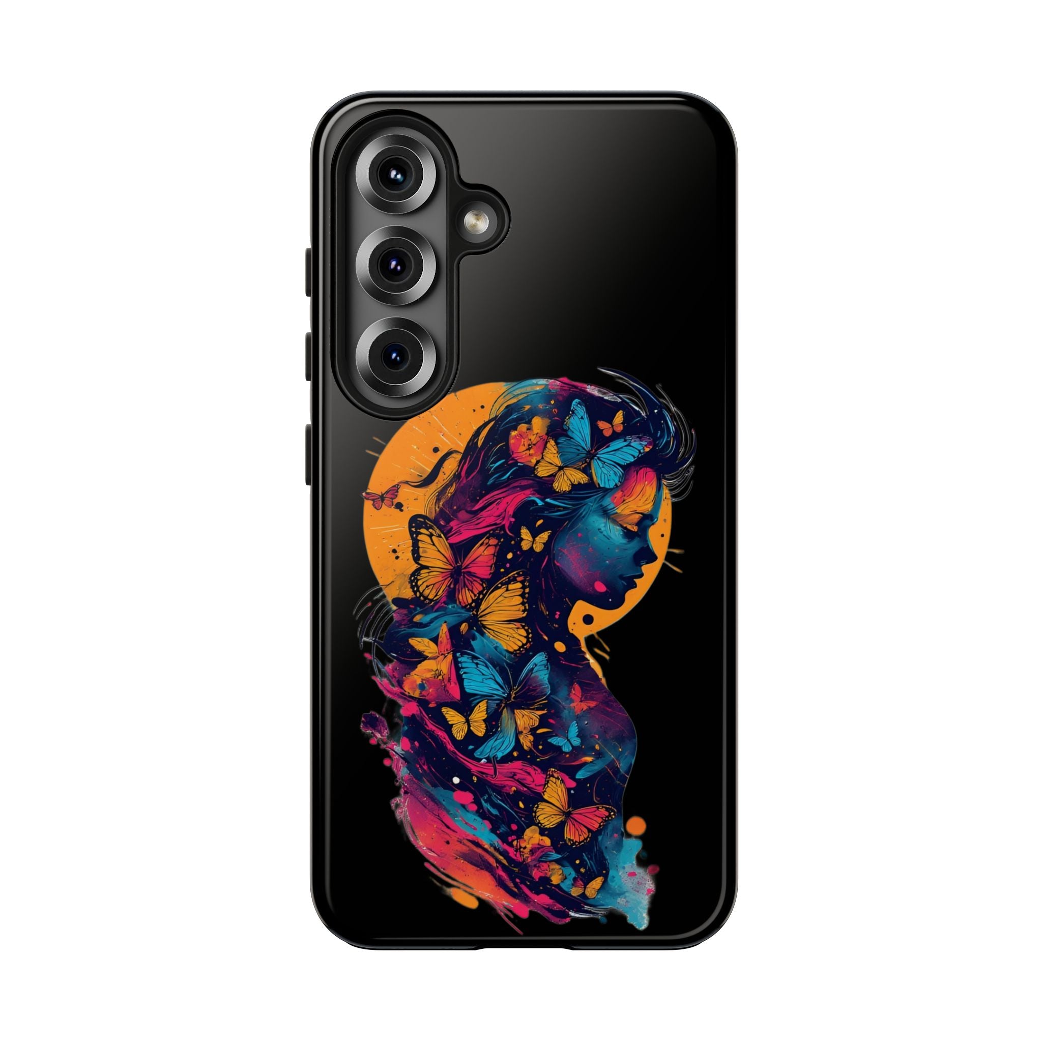 Butterfly Silhouette Tough Phone Case — Colorful Woman Art Protective Cover