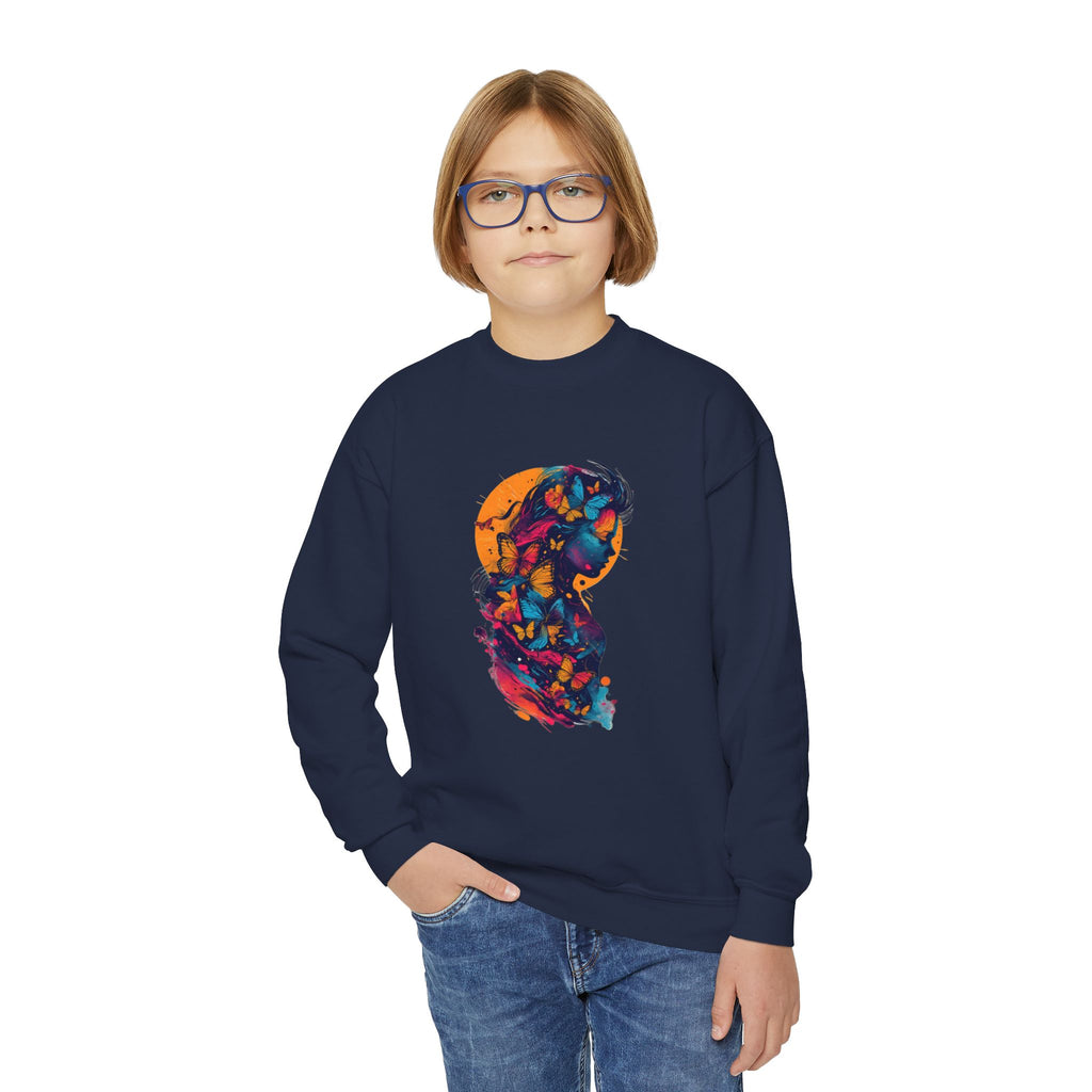 Youth Sweatshirt — Colorful Astronaut Silhouette Crewneck