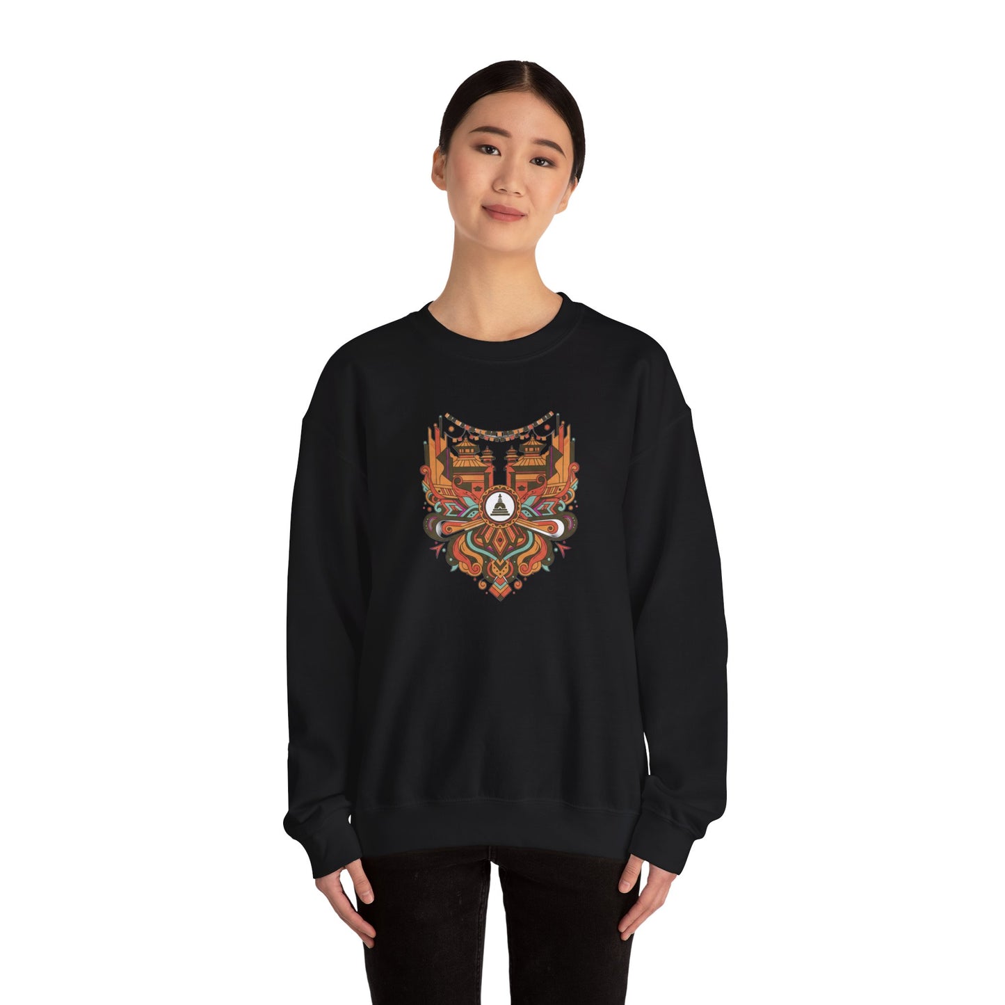 Vintage Tribal Fox Sweatshirt — Geometric Forest Animal Crewneck