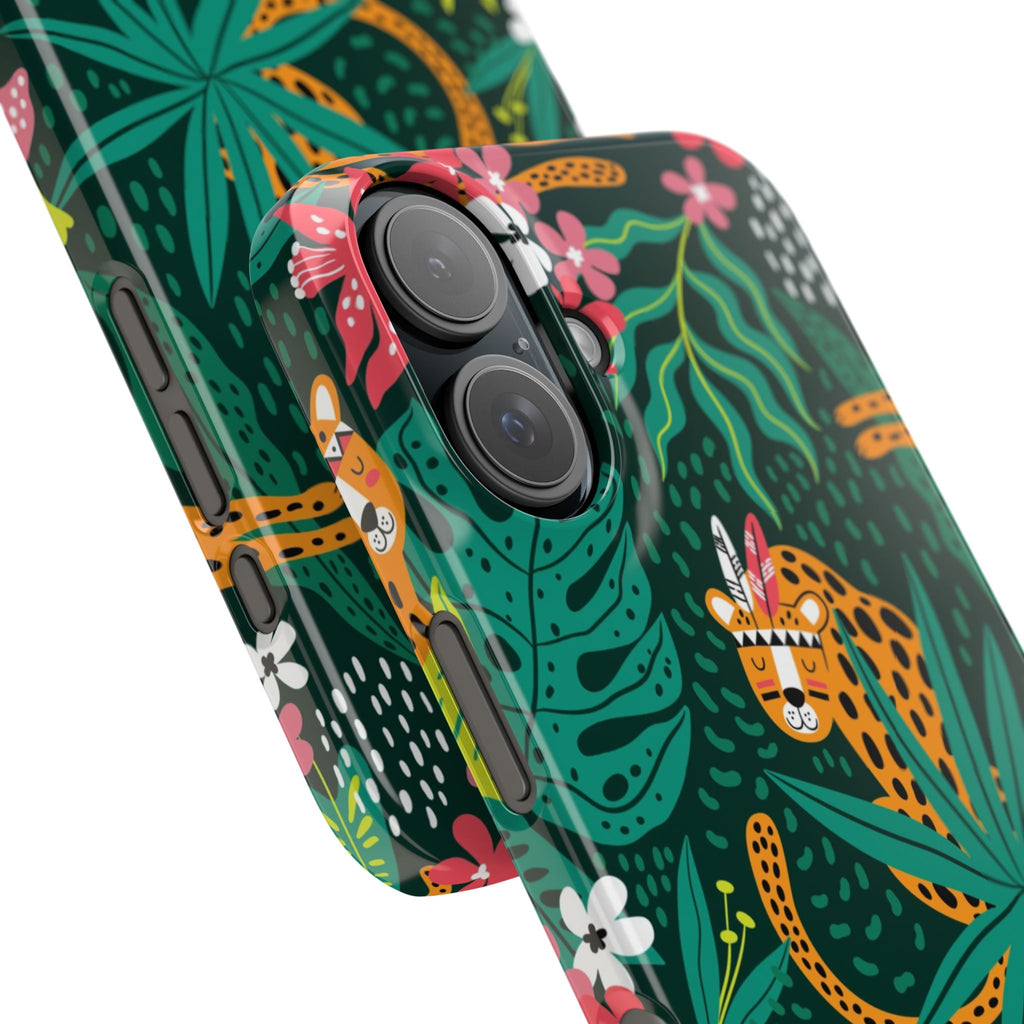 Slim Phone Case — Tropical Jungle Leopard Floral Pattern (Slim Protective Phone Cover)