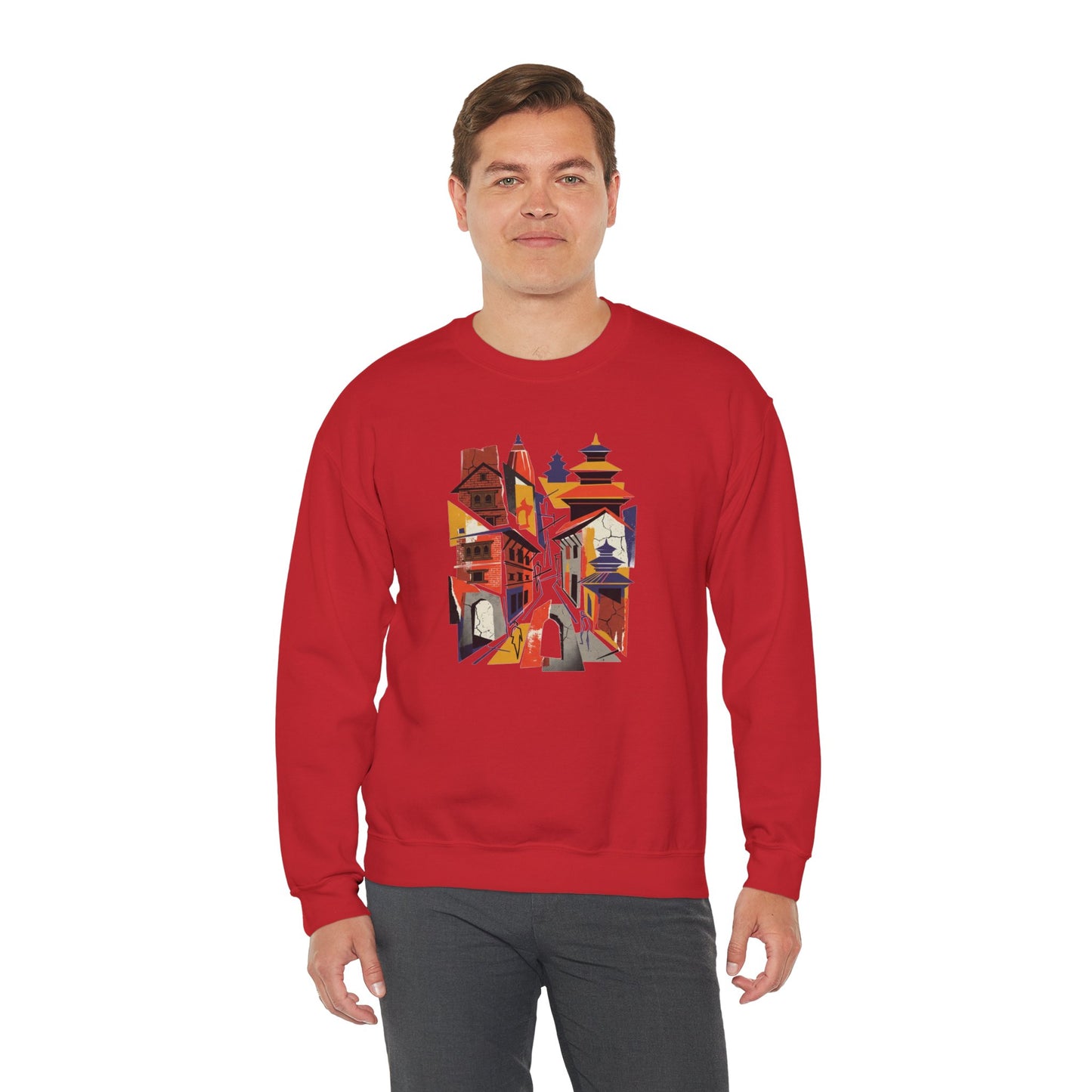 Crewneck Sweatshirt — Abstract Cityscape Graphic (Colorful Architectural Illustration)