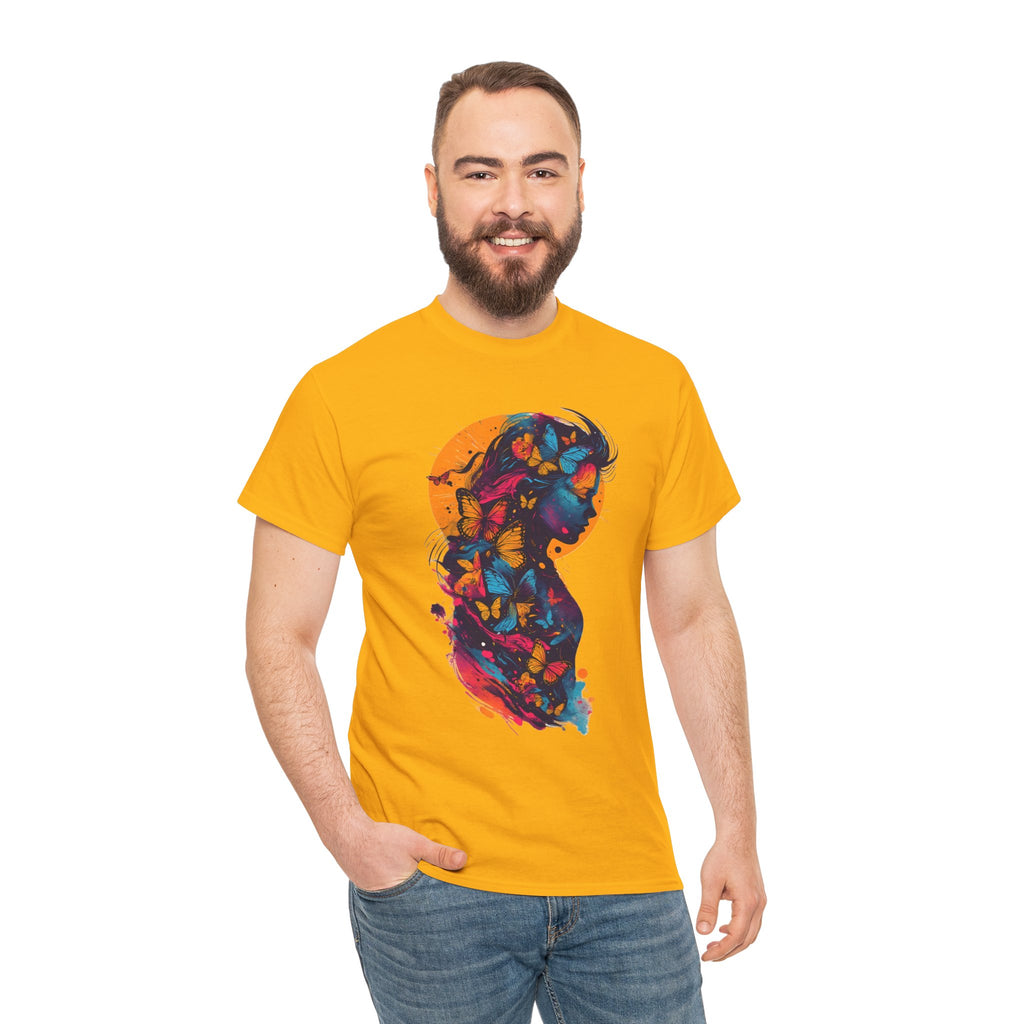 Butterfly Silhouette Graphic Tee — Colorful Maternity Profile Design