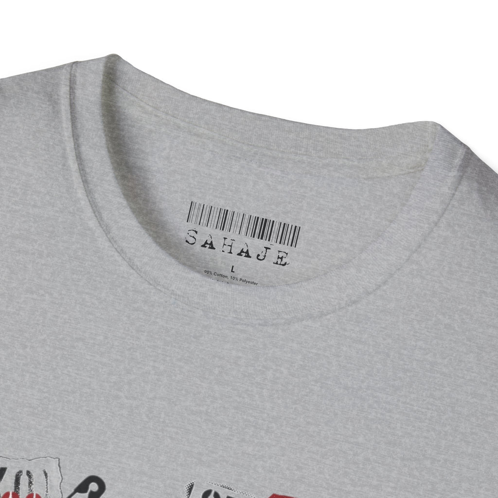 Sahajé Graphic T-Shirt — Bold Streetwear Tee with Red Slash Design