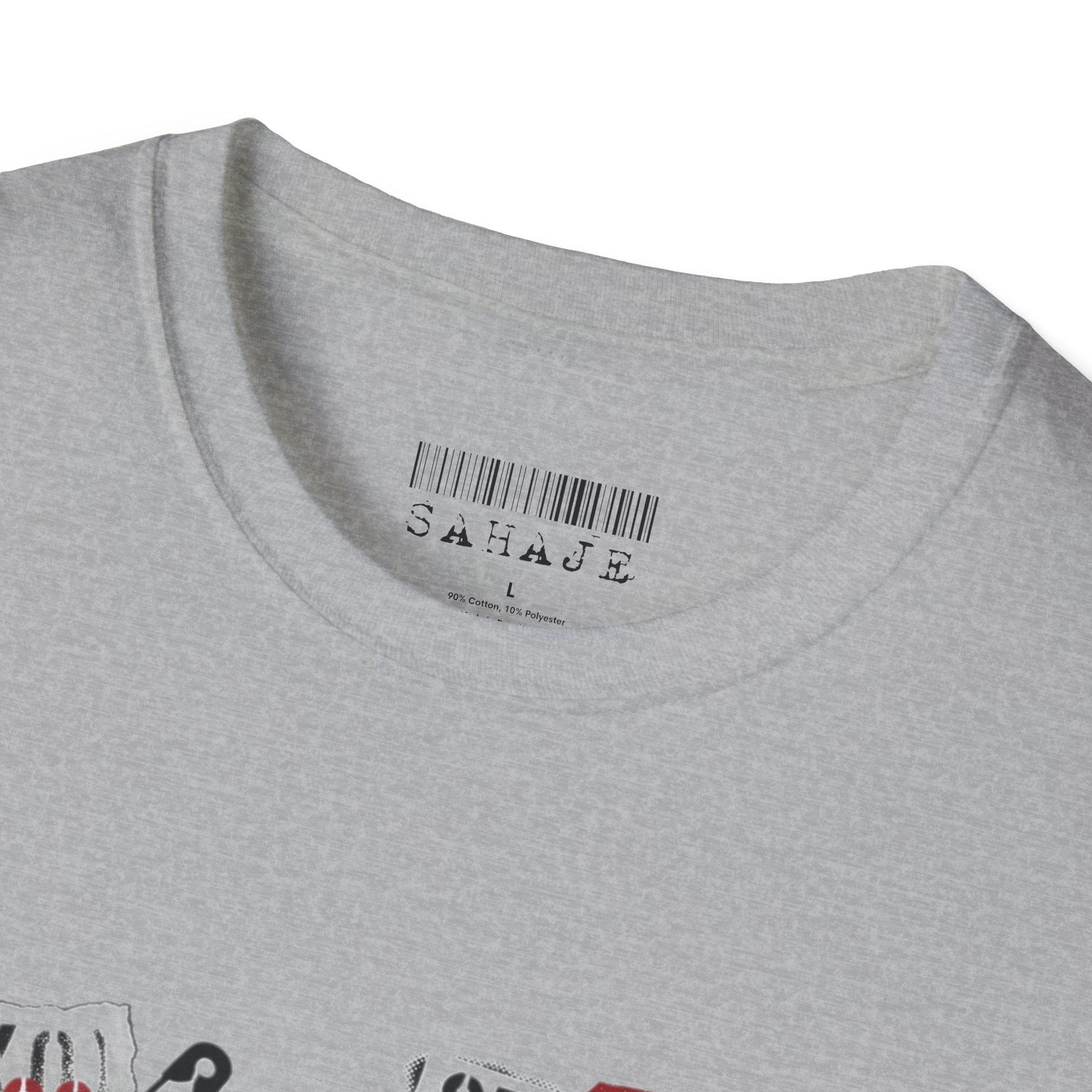 Sahajé Graphic T-Shirt — Bold Streetwear Tee with Red Slash Design