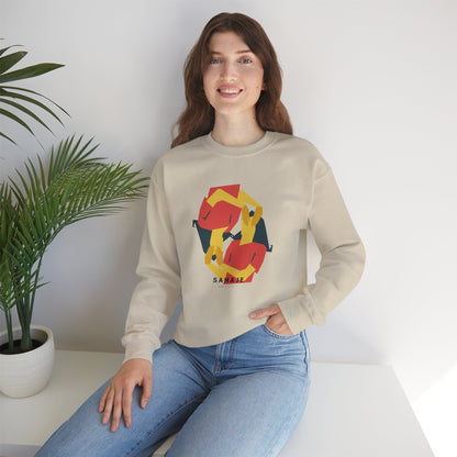 Abstract Flamingo Geometric Crewneck Sweatshirt