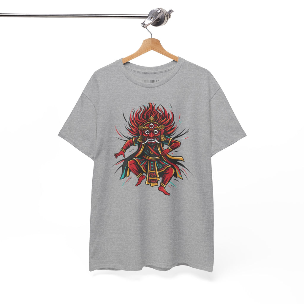 T-Shirt — Fierce Red Oni Demon Graphic Tee (Mythic Japanese Mask Design)