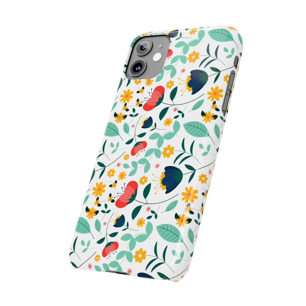 Floral Slim Phone Case — Colorful Folk Flower Pattern