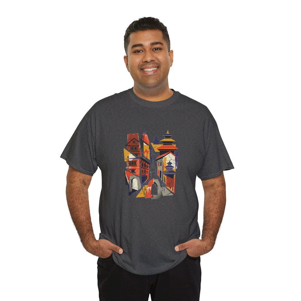Cityscape Abstract Tee — Colorful Urban Architecture Graphic T‑Shirt