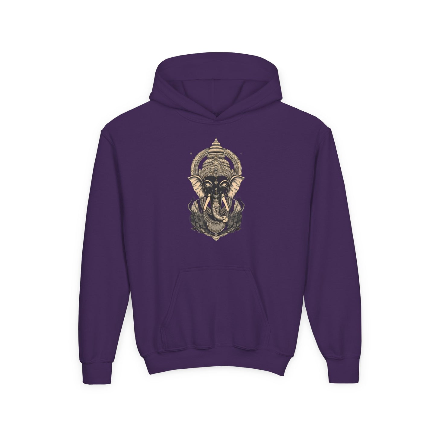 Youth Hoodie — Majestic Ganesha Elephant Art Graphic