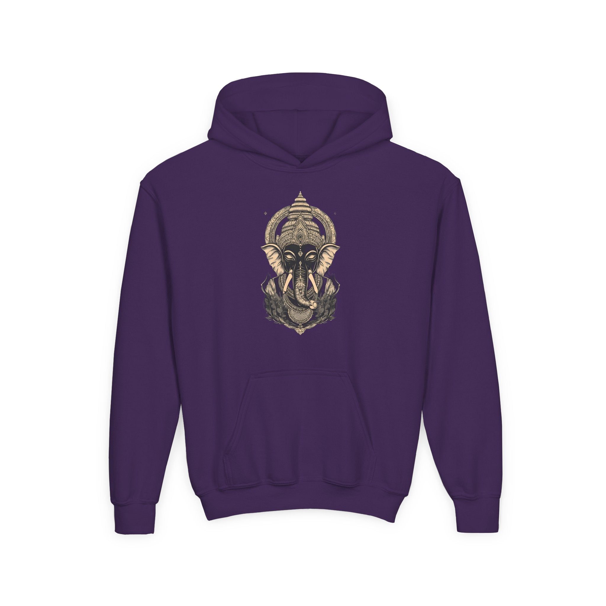 Youth Hoodie — Majestic Ganesha Elephant Art Graphic
