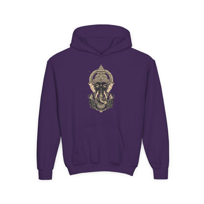 Youth Hoodie — Majestic Ganesha Elephant Art Graphic