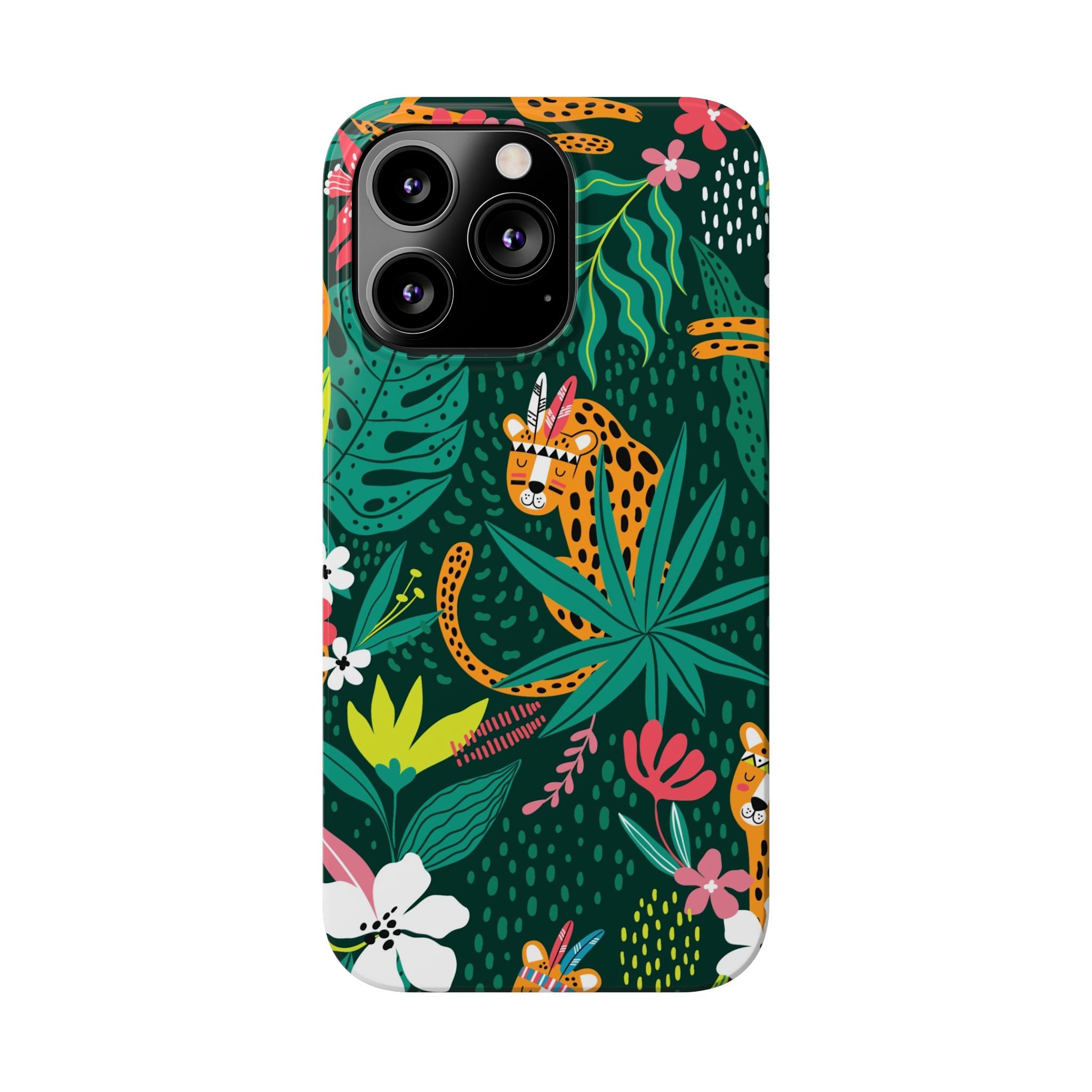 Slim Phone Case — Tropical Jungle Leopard Floral Pattern (Slim Protective Phone Cover)