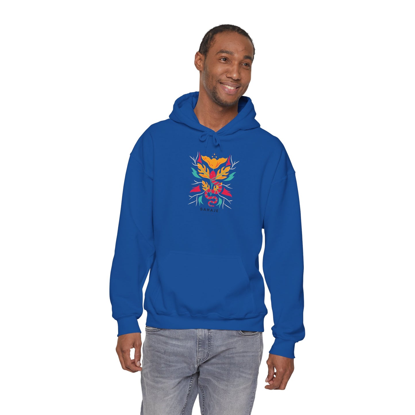 Floral Snake Hoodie — Colorful Serpent & Bloom Graphic Sweatshirt