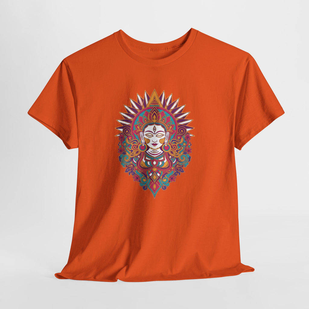 Spiritual Goddess Sun Mandala Tee — Colorful Boho Yoga T‑Shirt