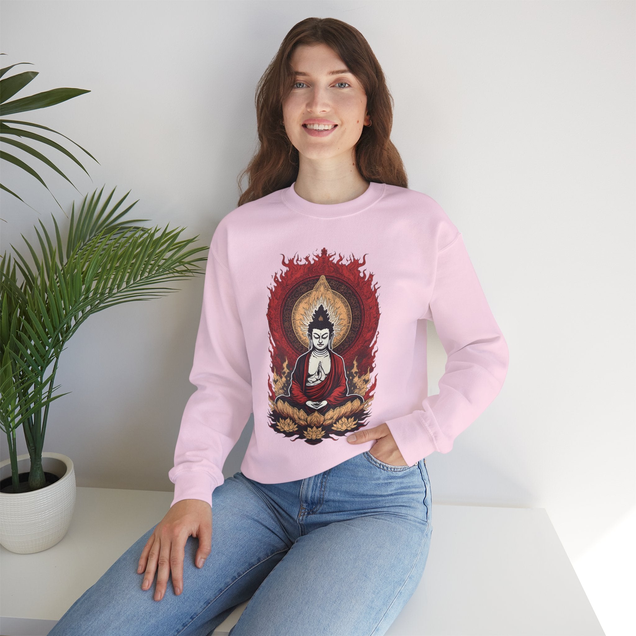 Buddha Lotus Flame Crewneck Sweatshirt