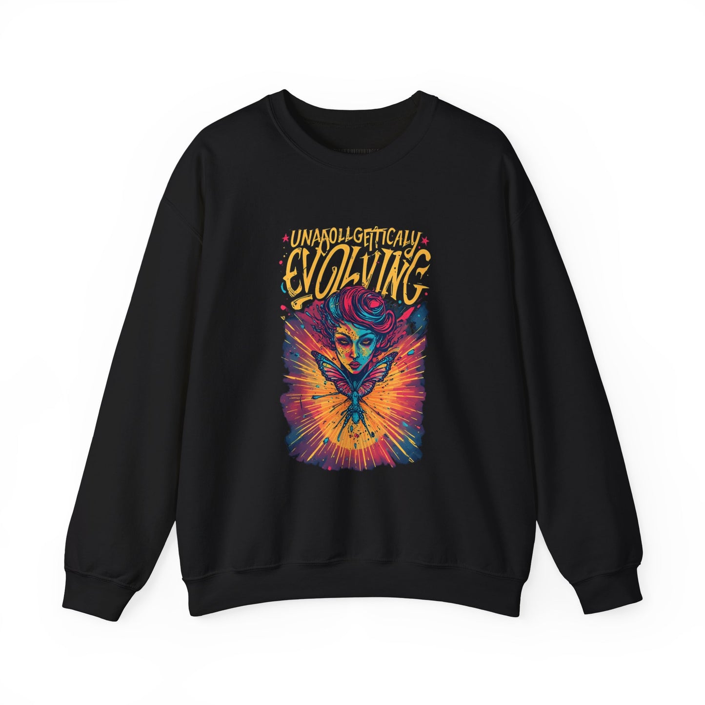 Evolving Butterfly Crewneck Sweatshirt — "Unafraid, Authentically Evolving" Inspirational Pullover