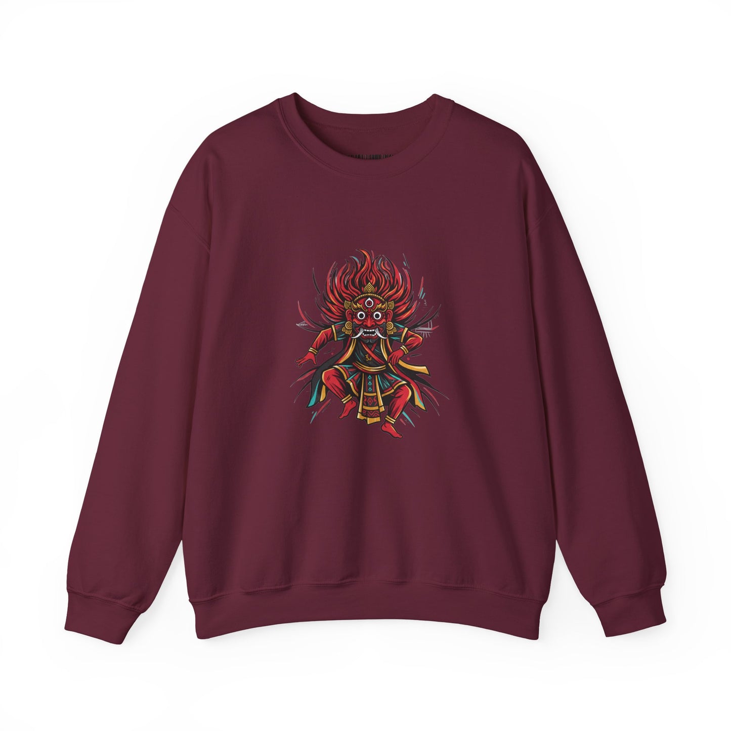 Crewneck Sweatshirt — Red Demon Guardian Graphic
