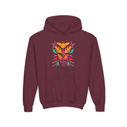 Youth Hoodie — Colorful Sahaja Floral Serpent Design