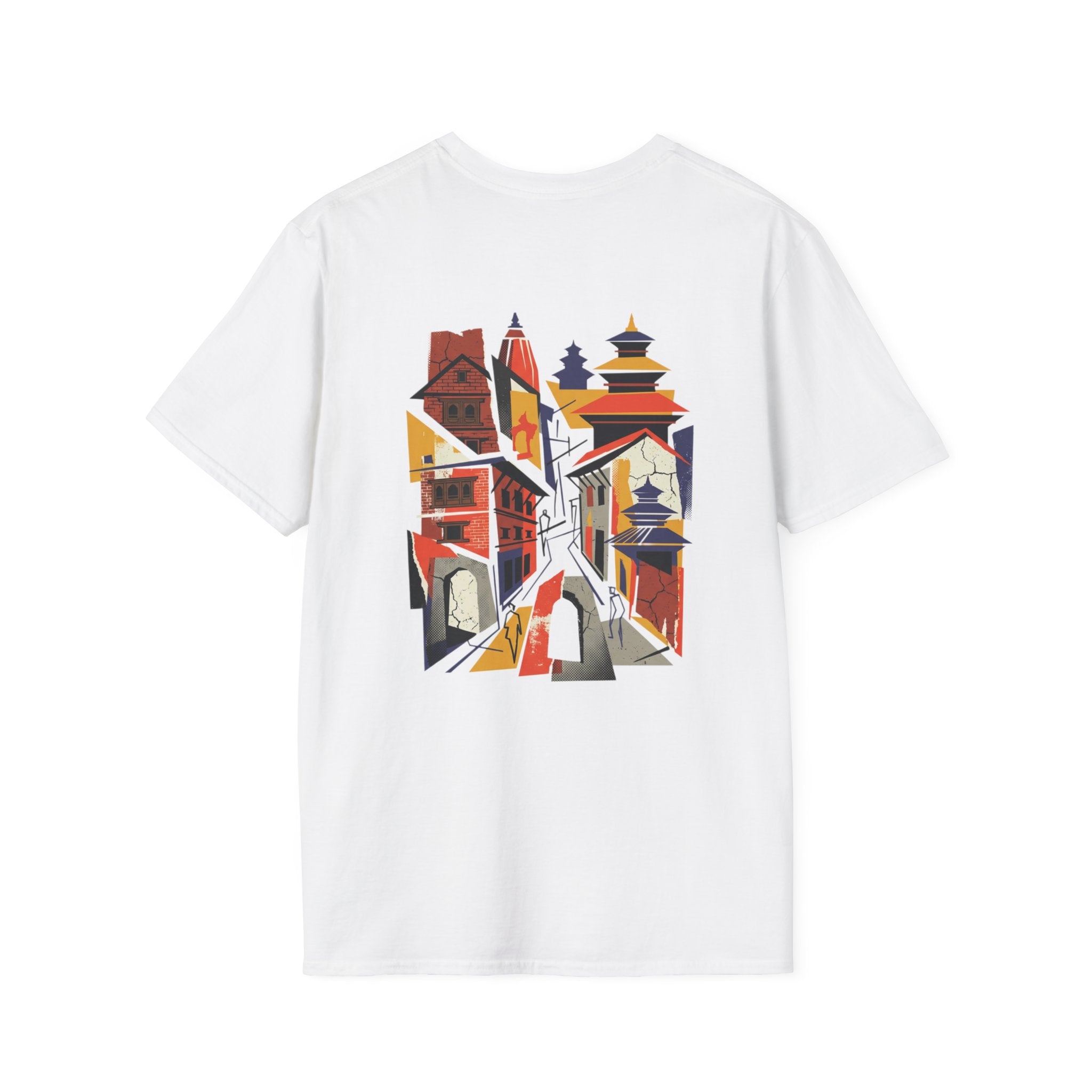 Nepal Street Scene T-Shirt — Colorful Kathmandu Illustration Tee