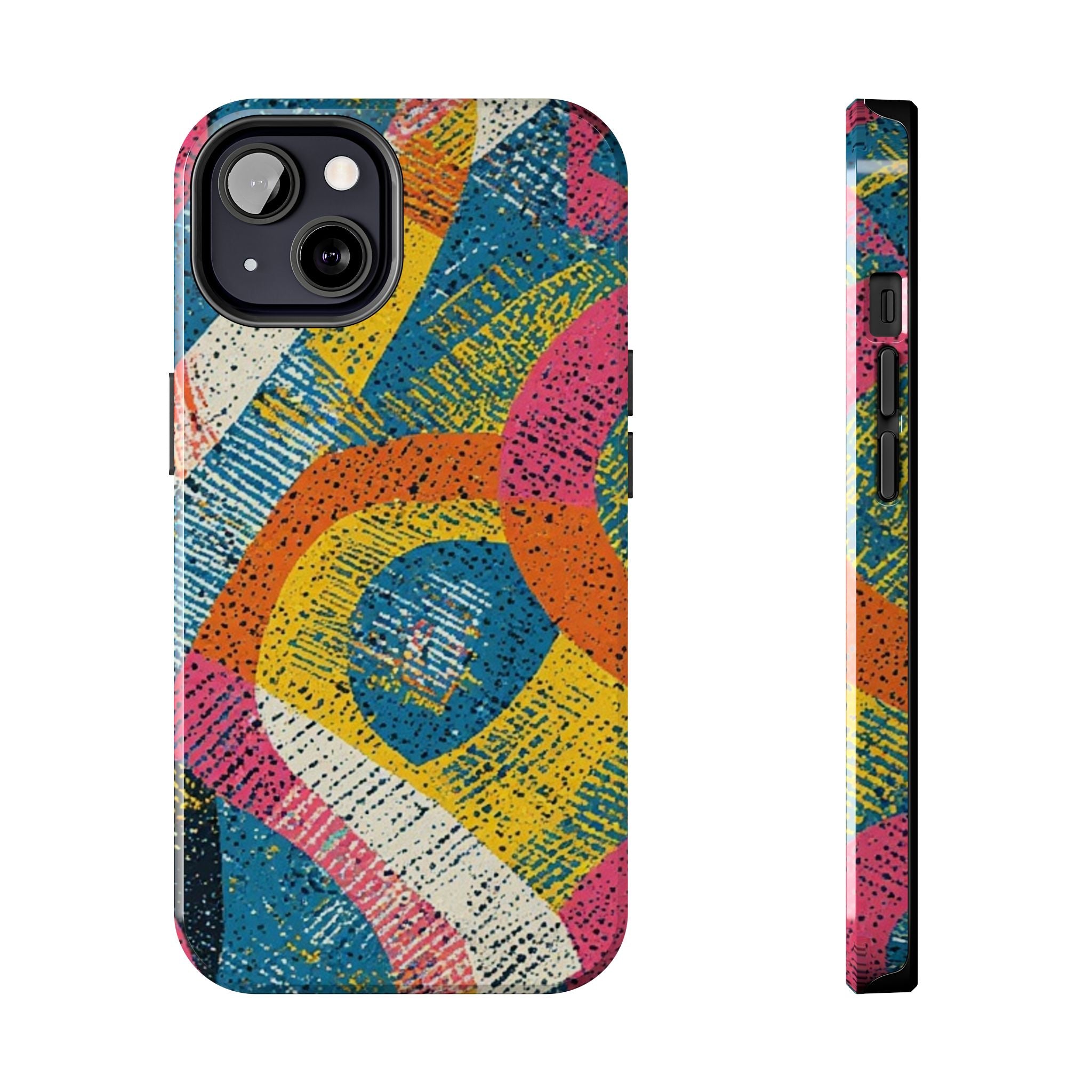 Bold Retro Abstract Tough Phone Case — Colorful Geometric Protective Cover