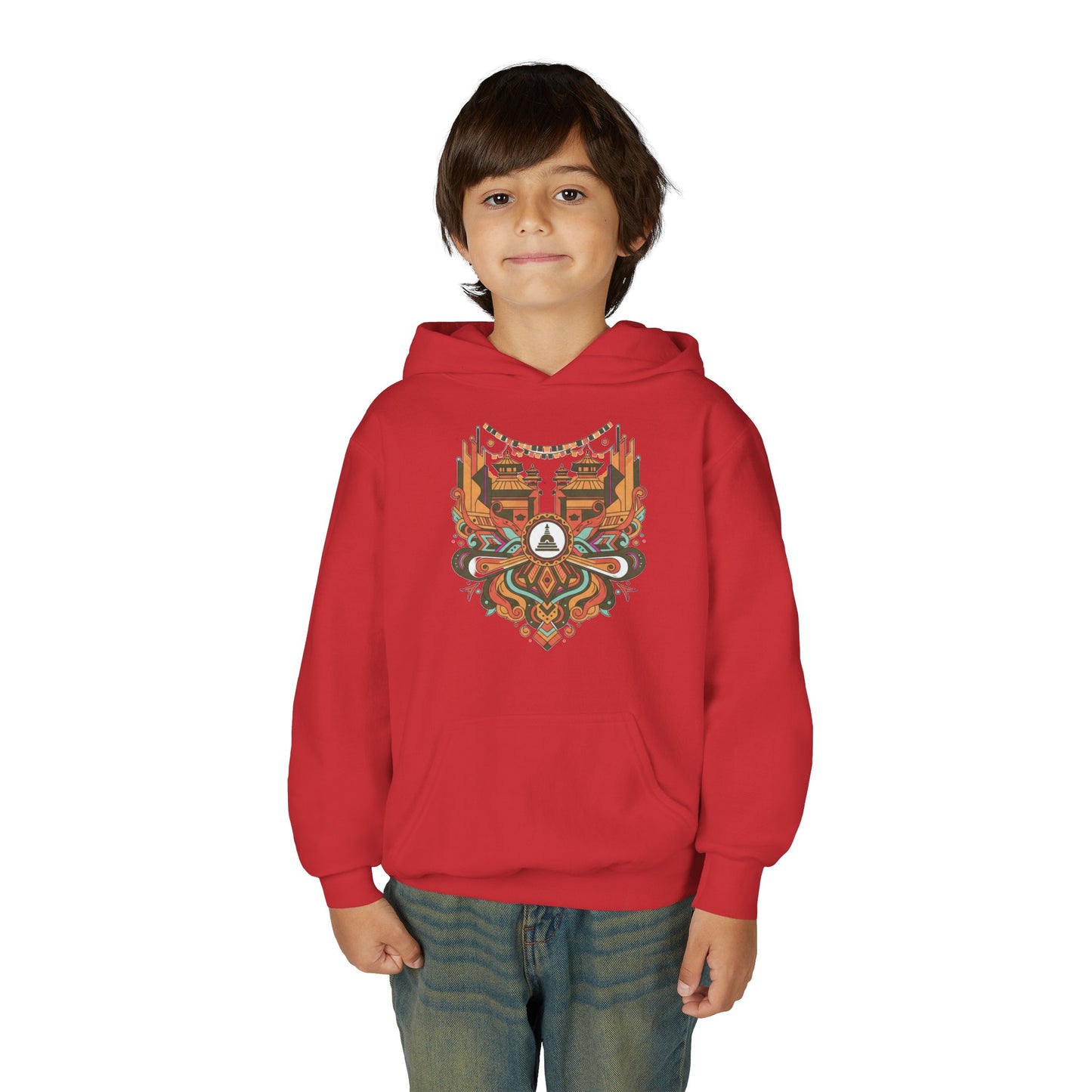 Youth Hoodie — Rustic Peace Mandala Graphic