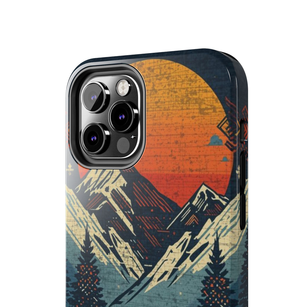 Tough Phone Case — Retro Mountain Sunset Design