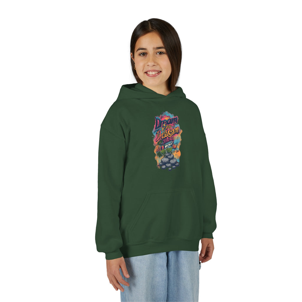 Dream Chasin' Youth Hoodie — Colorful Motivational Graphic Hoodie