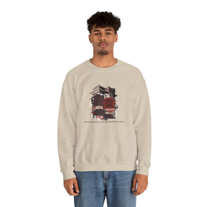 Crewneck Sweatshirt — Cozy Vintage Cabin Illustration with Quote