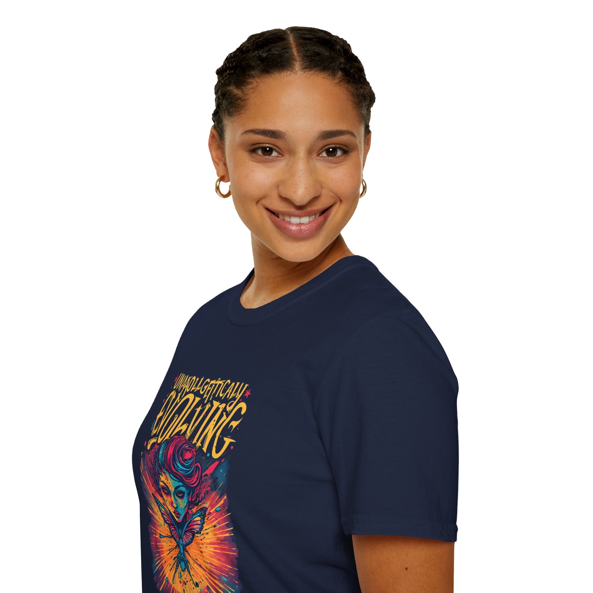 Evolving Butterfly Graphic T-Shirt — "Unapologetically Evolving" Vibrant Psychedelic Tee
