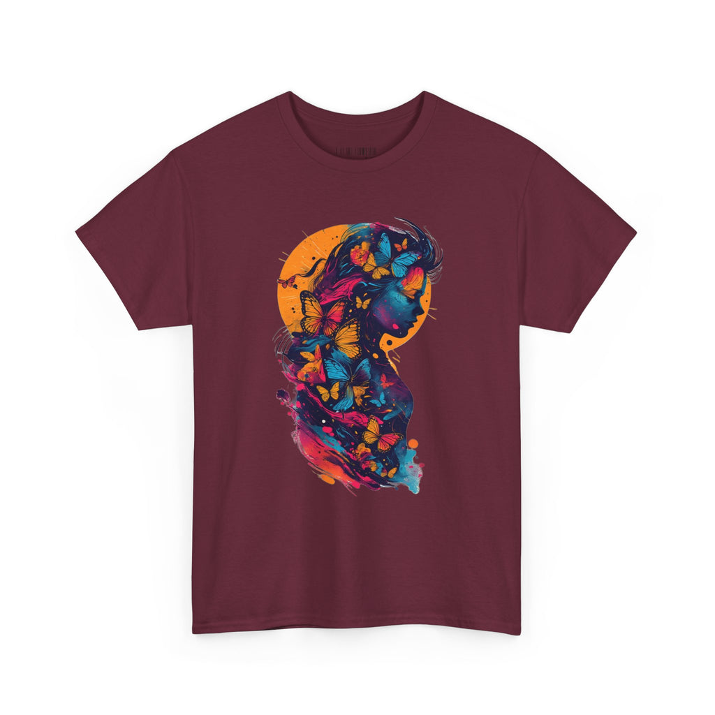 Butterfly Silhouette Graphic Tee — Colorful Maternity Profile Design
