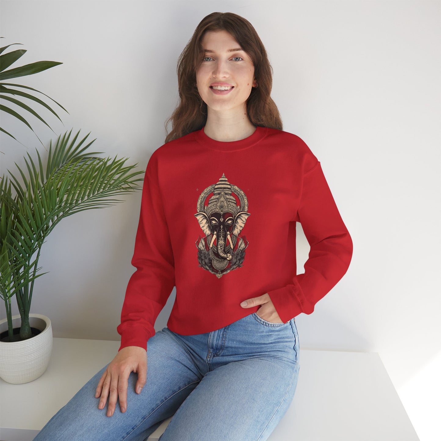 Elephant Mandala Crewneck Sweatshirt — Spiritual Indian-Inspired Graphic