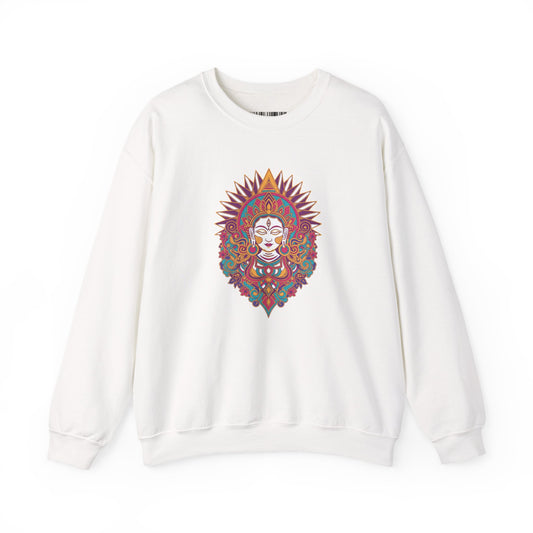 Crewneck Sweatshirt — Colorful Mandala Goddess Graphic