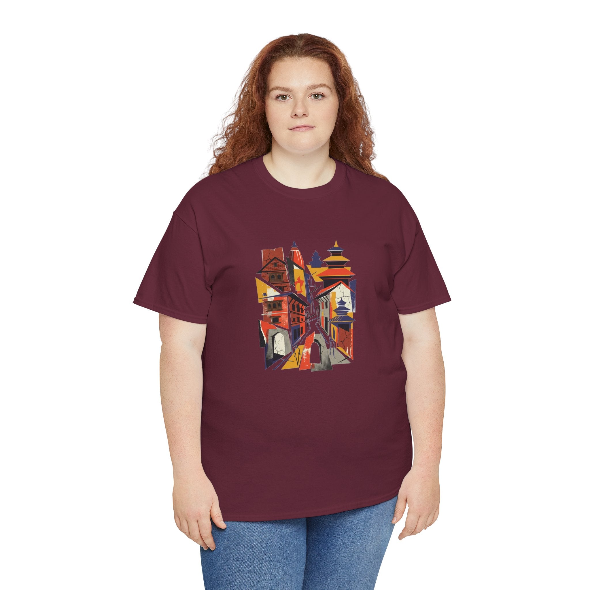 Cityscape Abstract Tee — Colorful Urban Architecture Graphic T‑Shirt