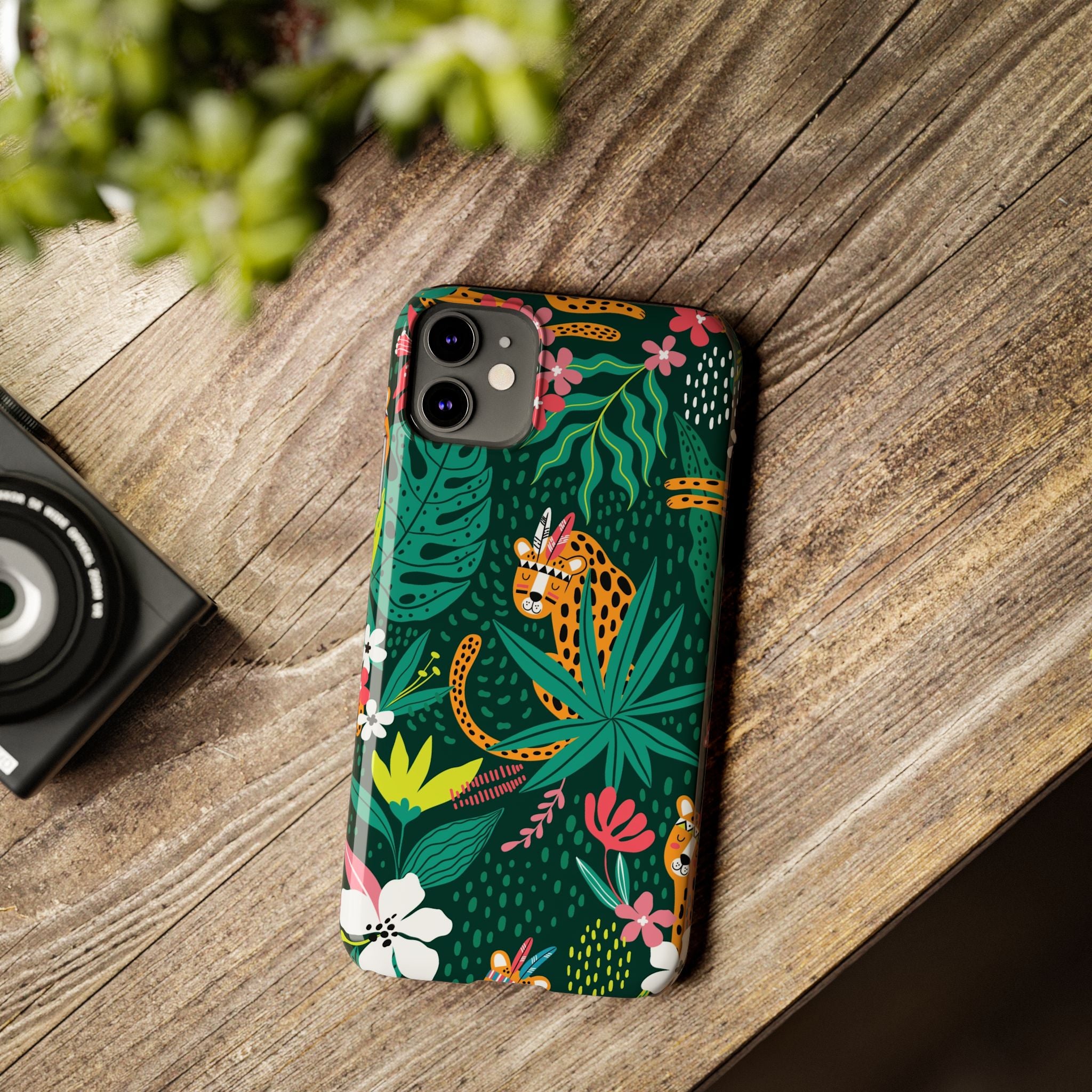 Slim Phone Case — Tropical Jungle Leopard Floral Pattern (Slim Protective Phone Cover)
