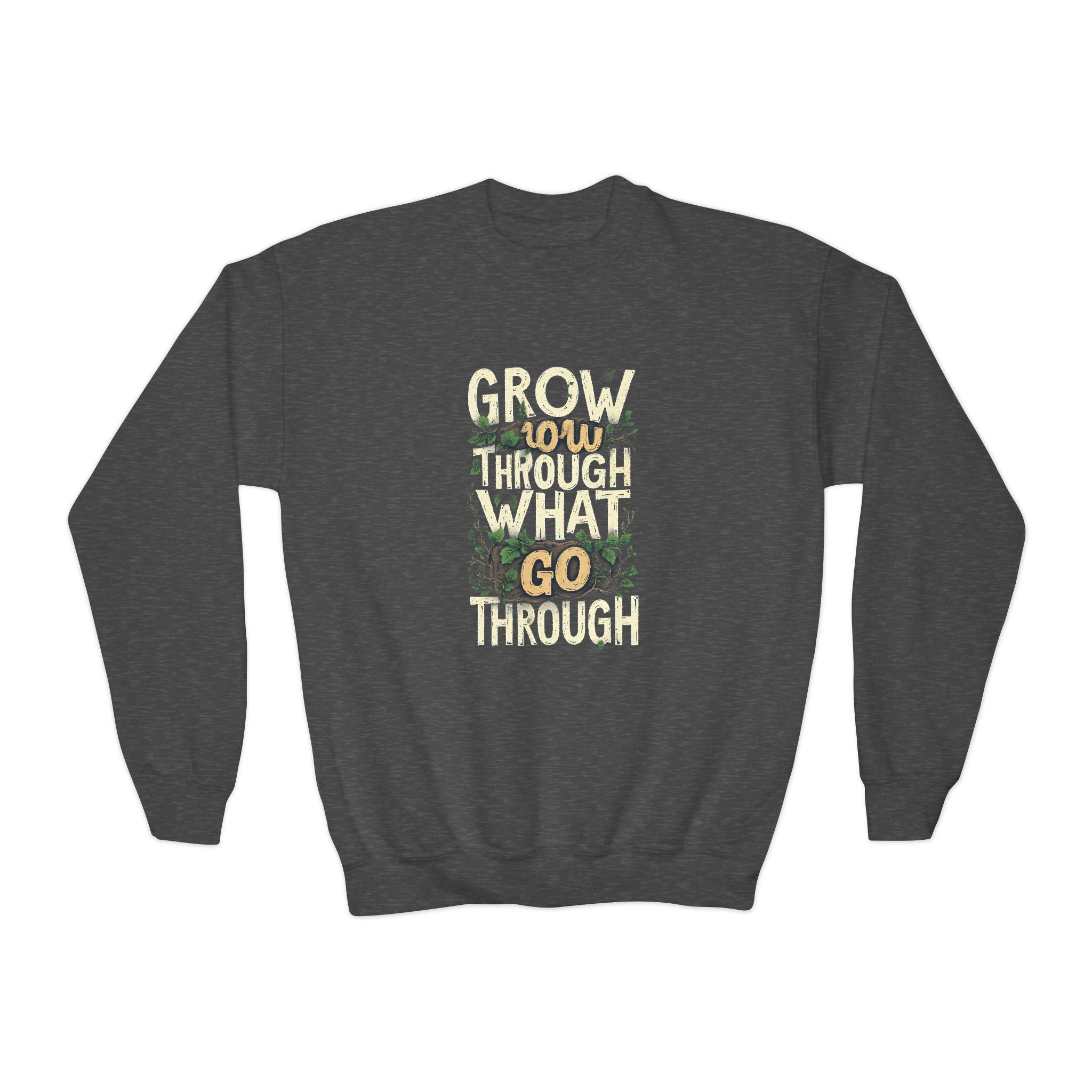Youth Crewneck "Grow Slow, Go Far" Floral Sweatshirt