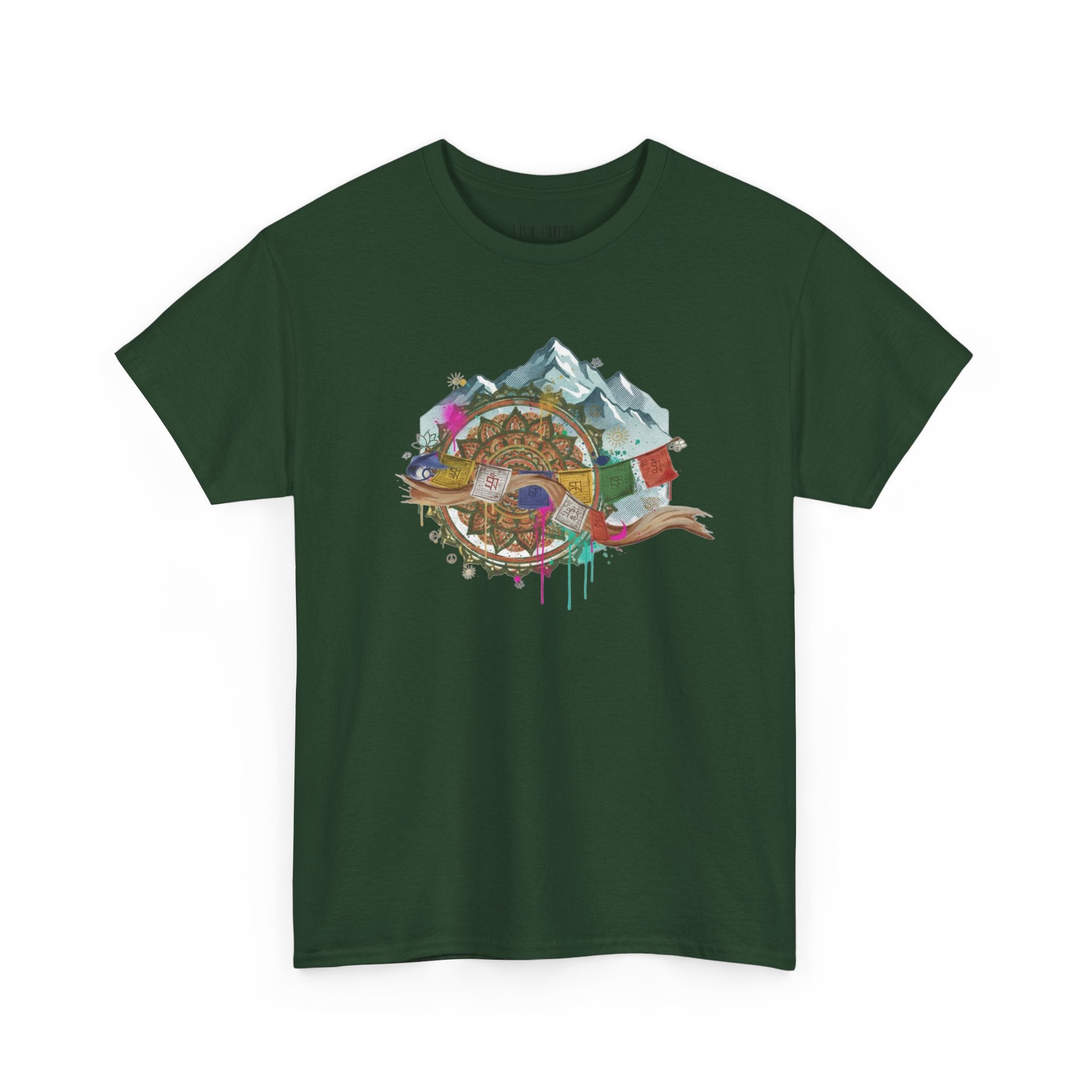 Adventure Compass Graphic Tee — Mountain, Globe & Flag Illustration