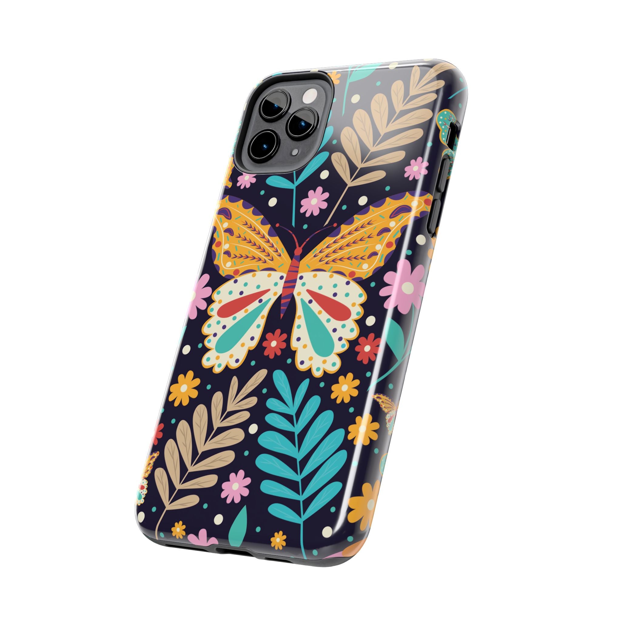 Floral Butterfly Tough Phone Case — Colorful Garden Protective Cover