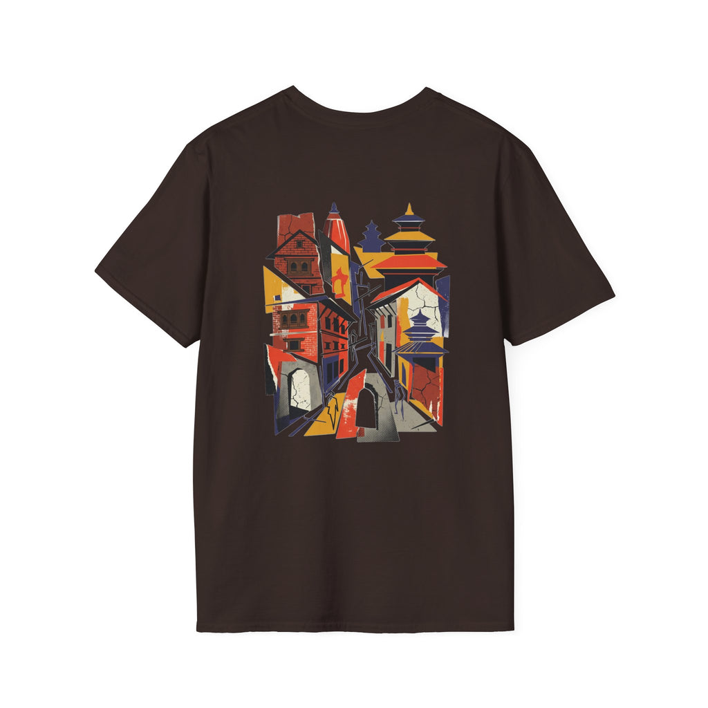 Nepal Street Scene T-Shirt — Colorful Kathmandu Illustration Tee