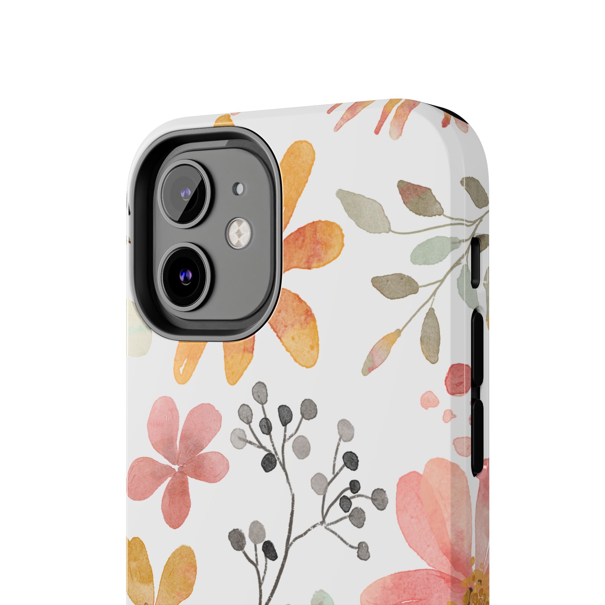 Floral Watercolor Tough Phone Case — Pink & Peach Botanical Protection