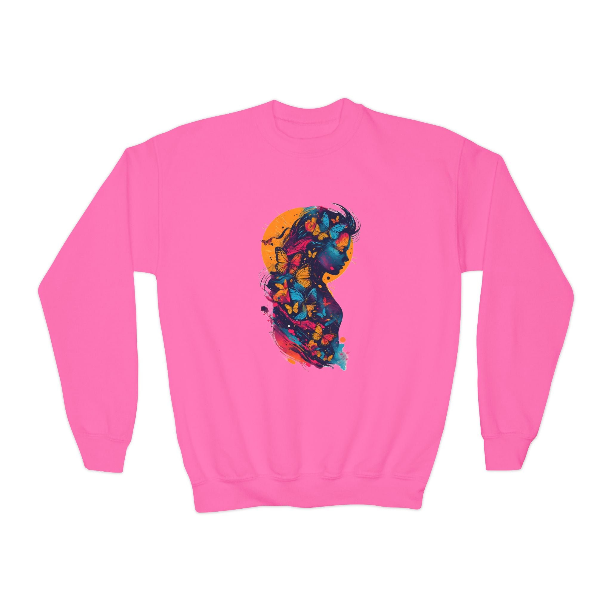 Youth Sweatshirt — Colorful Astronaut Silhouette Crewneck
