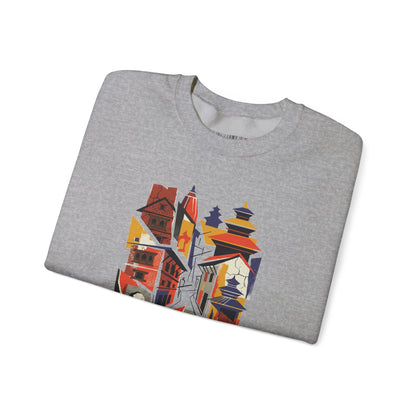 Crewneck Sweatshirt — Abstract Cityscape Graphic (Colorful Architectural Illustration)