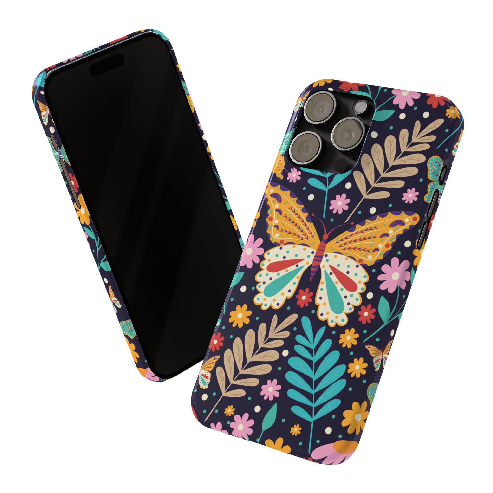 Butterfly Floral Slim Phone Case — Colorful Boho Garden Design