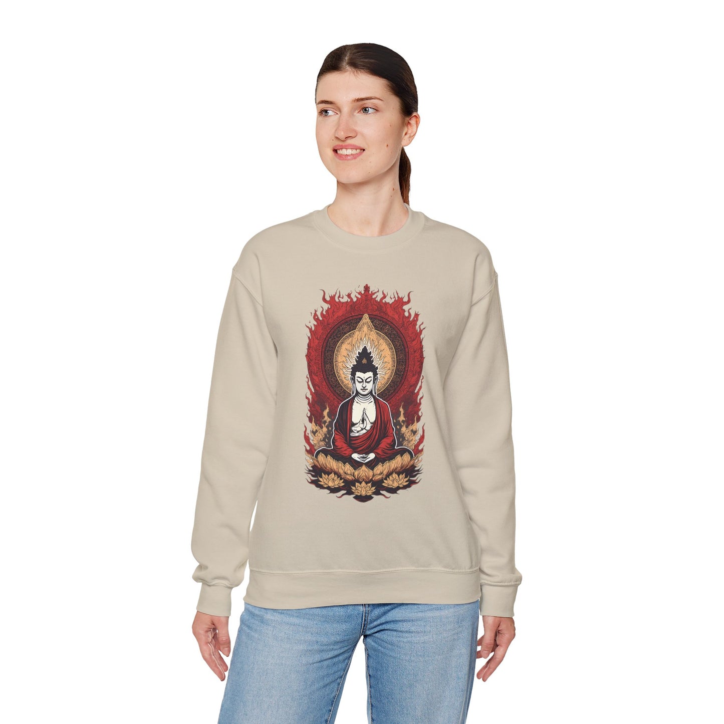 Buddha Lotus Flame Crewneck Sweatshirt