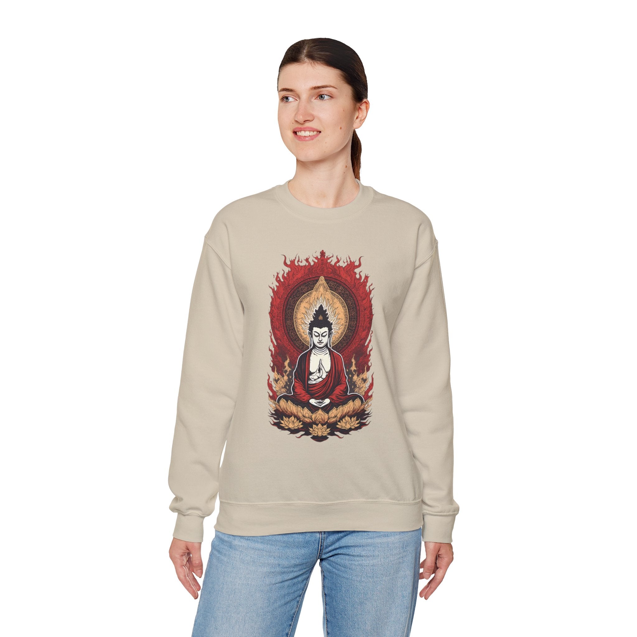 Buddha Lotus Flame Crewneck Sweatshirt