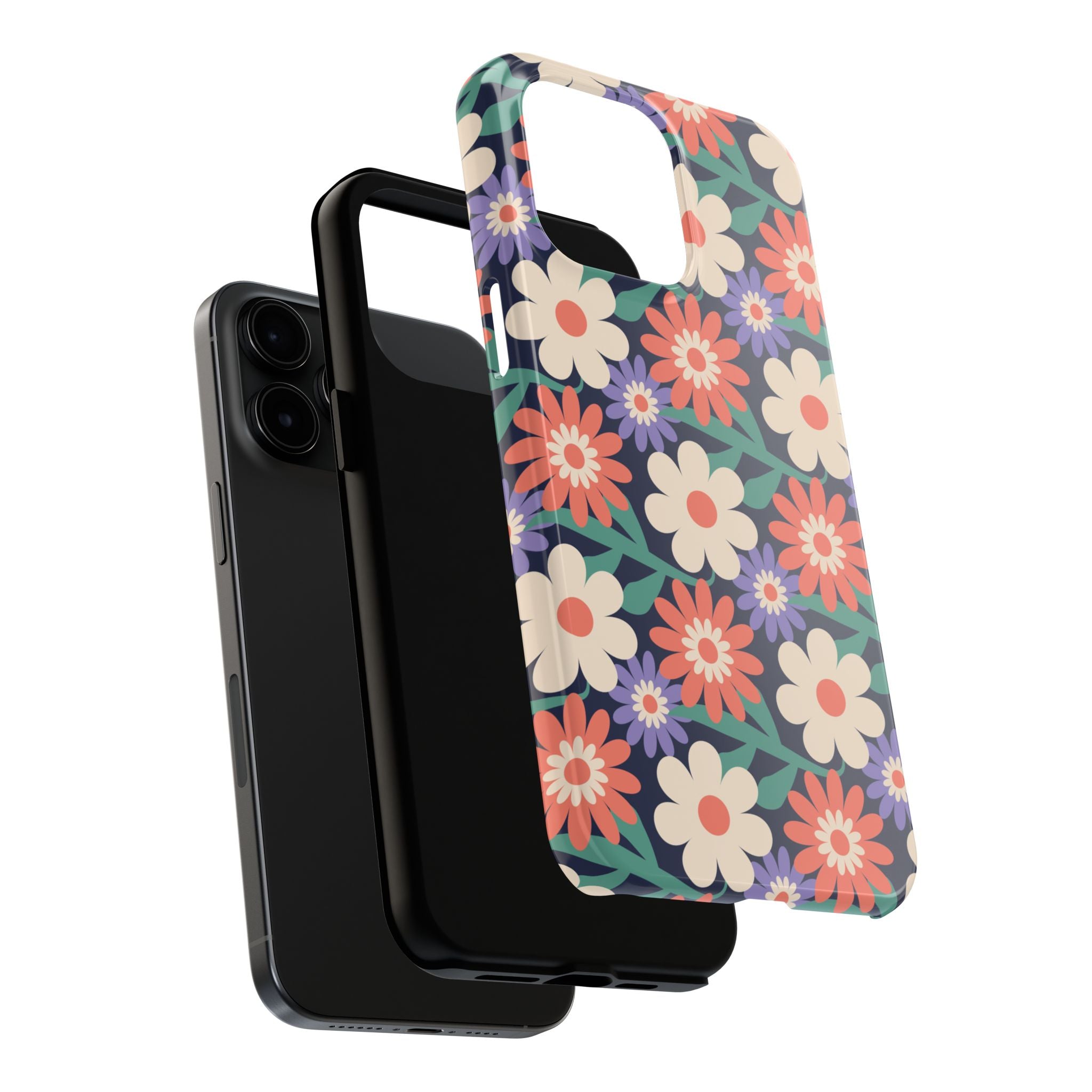 Floral Tough Phone Case — Retro Daisies Protective Phone Cover